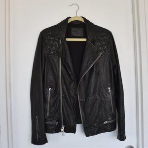 AllSaints Conroy Leather Biker Jacket Ink